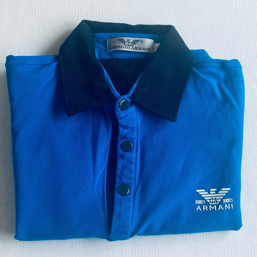Giorgio Armani Blue Polo Shirt Classic Style